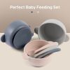 Picture of Eascrozn Silicone Baby Feeding Set, 3 Pack Baby Bowls with Suction and 3 Pack Baby Spoons for Babies Toddlers Kids, BPA Free, Baby Utensils Feeding Supplies, Microwave and Dishwasher Safe