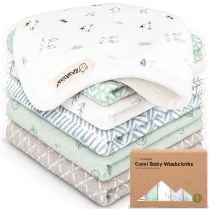 Picture of 6-Pack Cotton Baby Washcloths for Newborn - Organic Cotton Muslin Soft Wash Cloths for Babies, Infant, Kids, Toddler Towels for Boy, Girl, Super Absorbent Face Cloths, Scratch-Free Baby Rags (Nordic)
