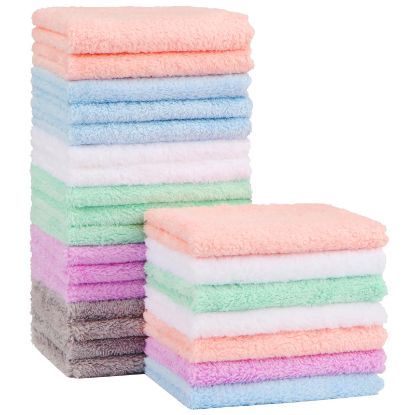 Picture of Orighty Baby Washcloths 24-Pack(7''x9''), Microfiber Coral Fleece Baby Towels, Super Soft and Absorbent Wash Cloths for Newborns, Infants and Toddlers, Gentle on Delicate Skin for Face Hands and Body