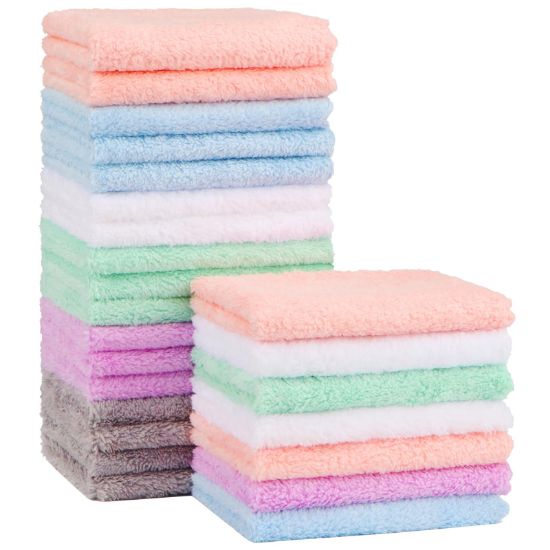 Picture of Orighty Baby Washcloths 24-Pack(7''x9''), Microfiber Coral Fleece Baby Towels, Super Soft and Absorbent Wash Cloths for Newborns, Infants and Toddlers, Gentle on Delicate Skin for Face Hands and Body