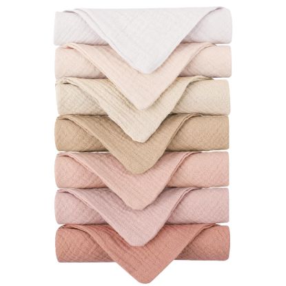 Picture of Konssy Baby Muslin Washcloths 7-Pack, Cotton Baby Bath Washcloths, Soft & Absorbent Wash Cloths and Burp Cloths for Newborn Kids Girls & Boys, 11x11 inches