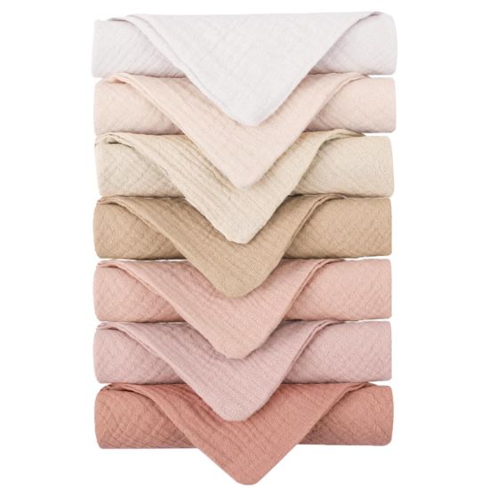 Picture of Konssy Baby Muslin Washcloths 7-Pack, Cotton Baby Bath Washcloths, Soft & Absorbent Wash Cloths and Burp Cloths for Newborn Kids Girls & Boys, 11x11 inches