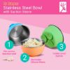 Picture of Elk and Friends Stainless Steel Bowls with Silicone Sleeve for Babies & Toddlers | Lids Included | Stay Put Suction | Cereal & Snack Bowls | 4 Pack