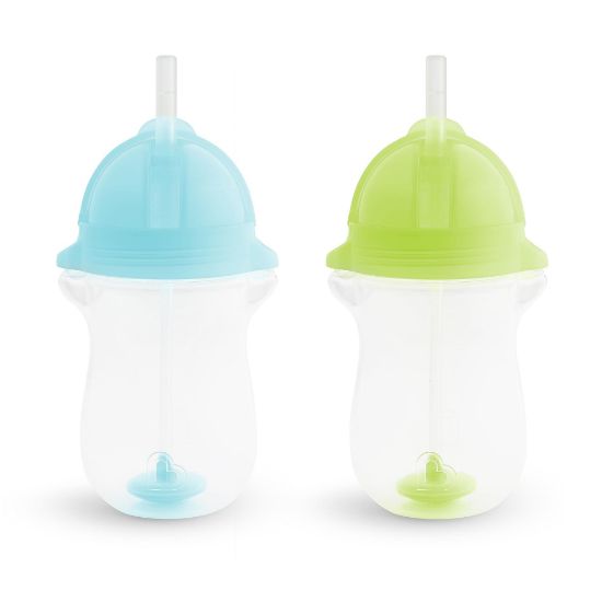 Picture of Munchkin Any Angle Weighted Toddler Straw Cups with Click Lock Lid, 10 Ounce, 2 Pack, Blue/Green