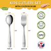 Picture of DEHOV Toddler Eating Utensils Set,Set Of 12 Food Grade Stainless Steel Silverware Sets For Kids,Dishwasher Safe Children Small Metal Spoons And Forks Flatware Sets