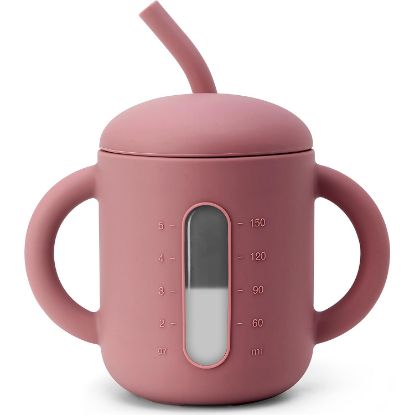 Picture of SAMiGO Silicone Sippy Cup, Baby Straw Cup for 6 12 18 Months, Sippy Cup with Straw for Toddlers 1-3 Years, Baby Water Cup for Drinking and Training, 6 oz