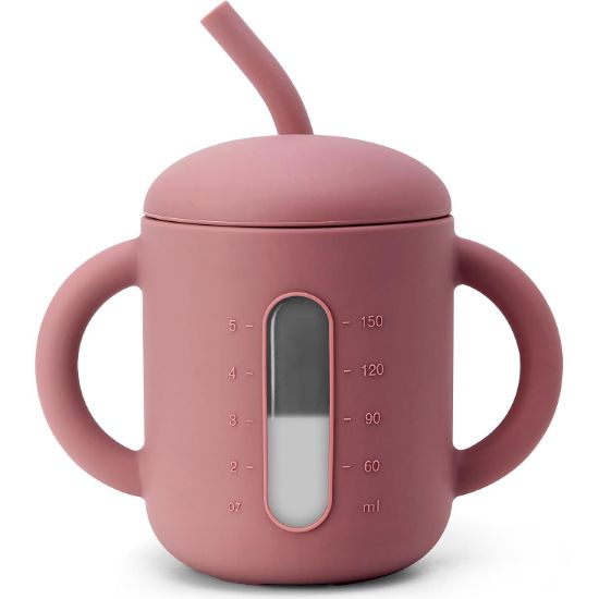 Picture of SAMiGO Silicone Sippy Cup, Baby Straw Cup for 6 12 18 Months, Sippy Cup with Straw for Toddlers 1-3 Years, Baby Water Cup for Drinking and Training, 6 oz