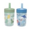 Picture of Zak Designs Capri Toddler Tumblers For Travel or At Home, 9oz 2-Pack Double Wall Plastic Sippy Cups With Leak-Proof Design is Perfect For Kids (Dino Buddies, Bubble Bay)