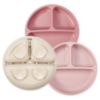 Picture of PandaEar 3 Pack Toddler Plates, Silicone Divided Suction Plate for Babies, BPA-Free Food-Grade Silicone Unbreakable Baby Plate (Pink/Linen/Light Pink)