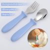 Picture of Pimoys 6 Pieces Toddler Utensils Forks and Spoons,Kids Silverware Set with Plastic Handle Stainless Steel Toddler Silverware,Dishwasher Safe