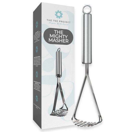 Picture of The 730 Project Mighty Masher, Baby Food Masher for Starting Solids Essentials, Baby-Led Weaning Mini Avocado and Potato Masher, Stainless Steel Potato Smasher Tool