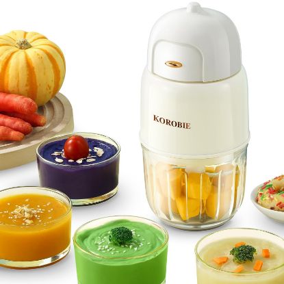 Picture of KOROBIE Baby Food Maker - Mini, White; Baby Food Processor for Fresh & Nutritious Meals; Blends Fruits, Veggies, Meats; Easy to Use & Clean; BPA-Free, Dishwasher Safe