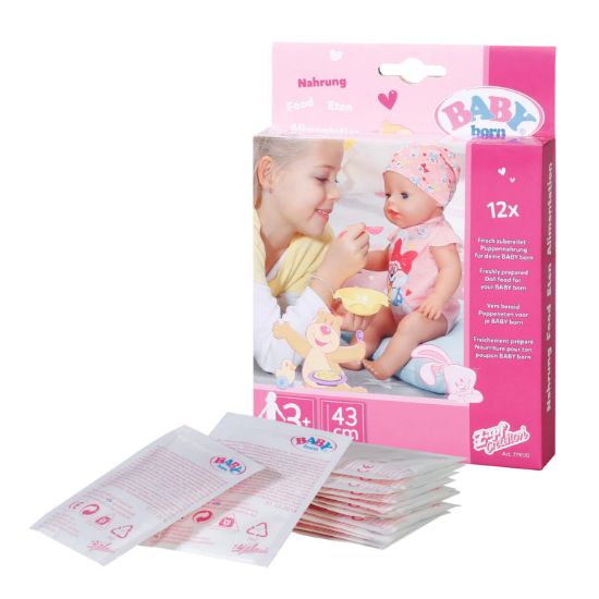 Picture of Baby Born Food Sachets for Doll - Easy for Small Hands, Creative Play Promotes Empathy and Social Skills, for Toddlers 3 Years and Up - Includes 12 Sachets