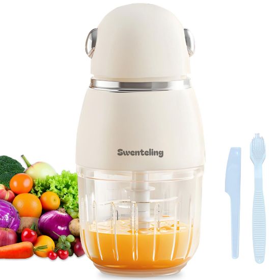 Picture of Swenteling Baby Food Maker, Creamy White Baby Food Blender, 10oz Food Puree Maker, Food Processor for Foods Fruit Vegetable Meat, 8-Second Quick Soft Food PrepBPA-Free