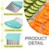 Picture of 2 Pcs Crinkle Cutter for Veggies, Stainless Steel Wavy Cutter for Potato, Carrot, Chip, Vegetable, Butter, Lettuce (Green and Blue)